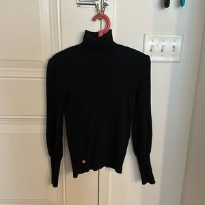 Lauren Ralph Lauren Black Turtleneck Sweater with Puff Sleeves in XS